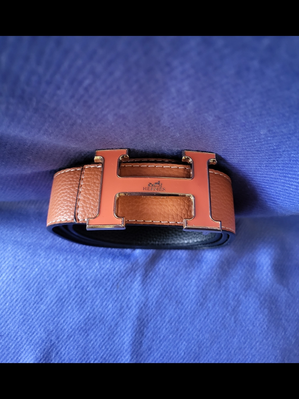 Hermès Reversible H Belt Orange And Black. - Picture 8 of 8